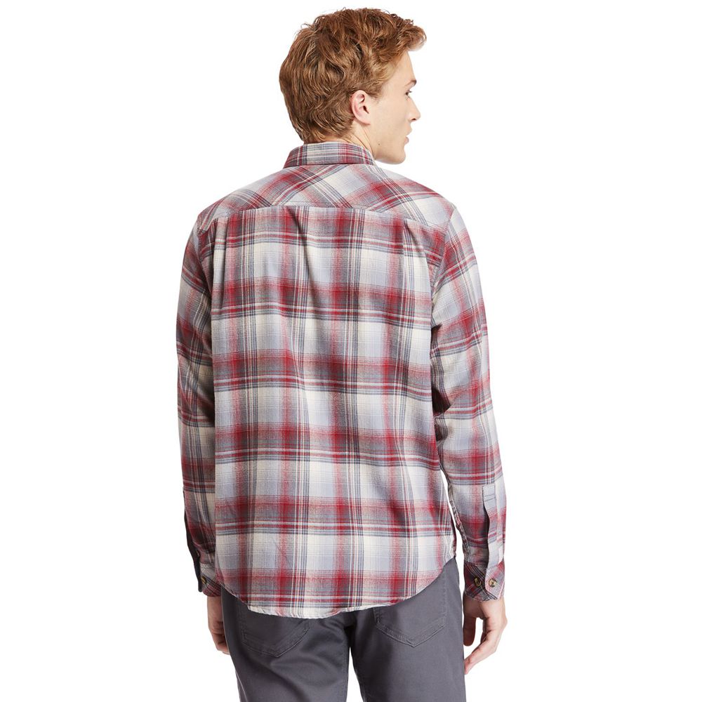 Timberland Mens Shirts PRO® Woodfort Midweight Flannel Work - Burgundy - India ZM4132586